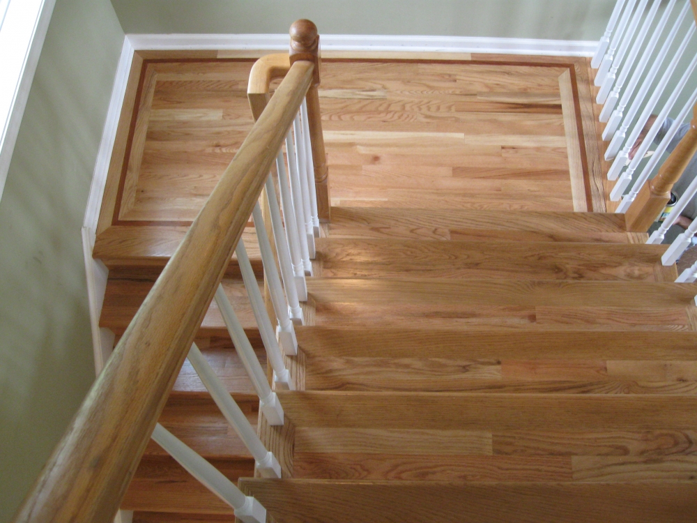 Wooden stair landing